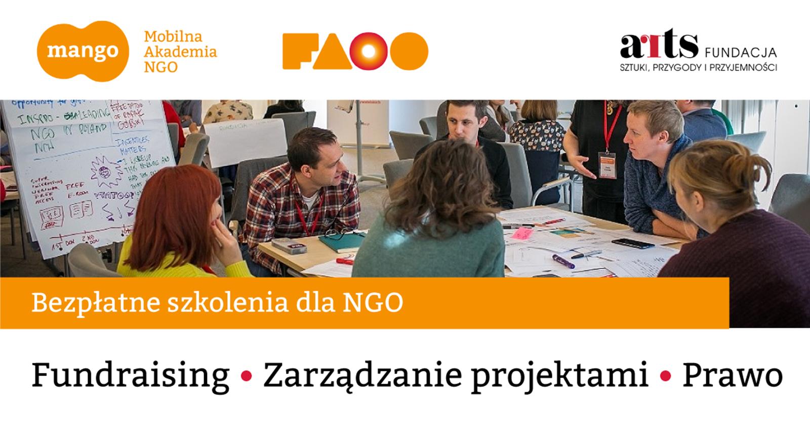 Bezpłatne Szkolenia dla NGO - Mobilna Akademia NGO MANGO we współpracy z Fundacją ARTS