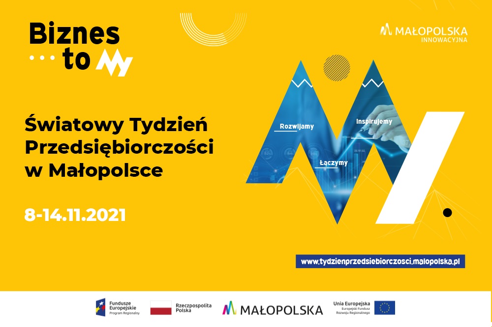 plakat Światowy Tydzień Przedsiębiorczości w Małopolsce 8-14 listopada 2021 r.