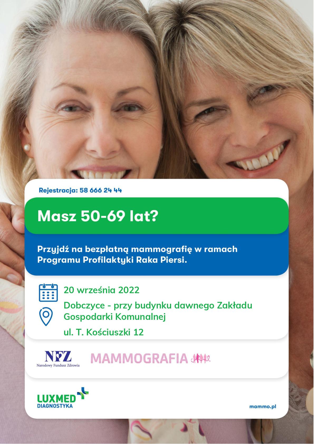 Bezpłatne badania mammograficzne w Dobczycach 